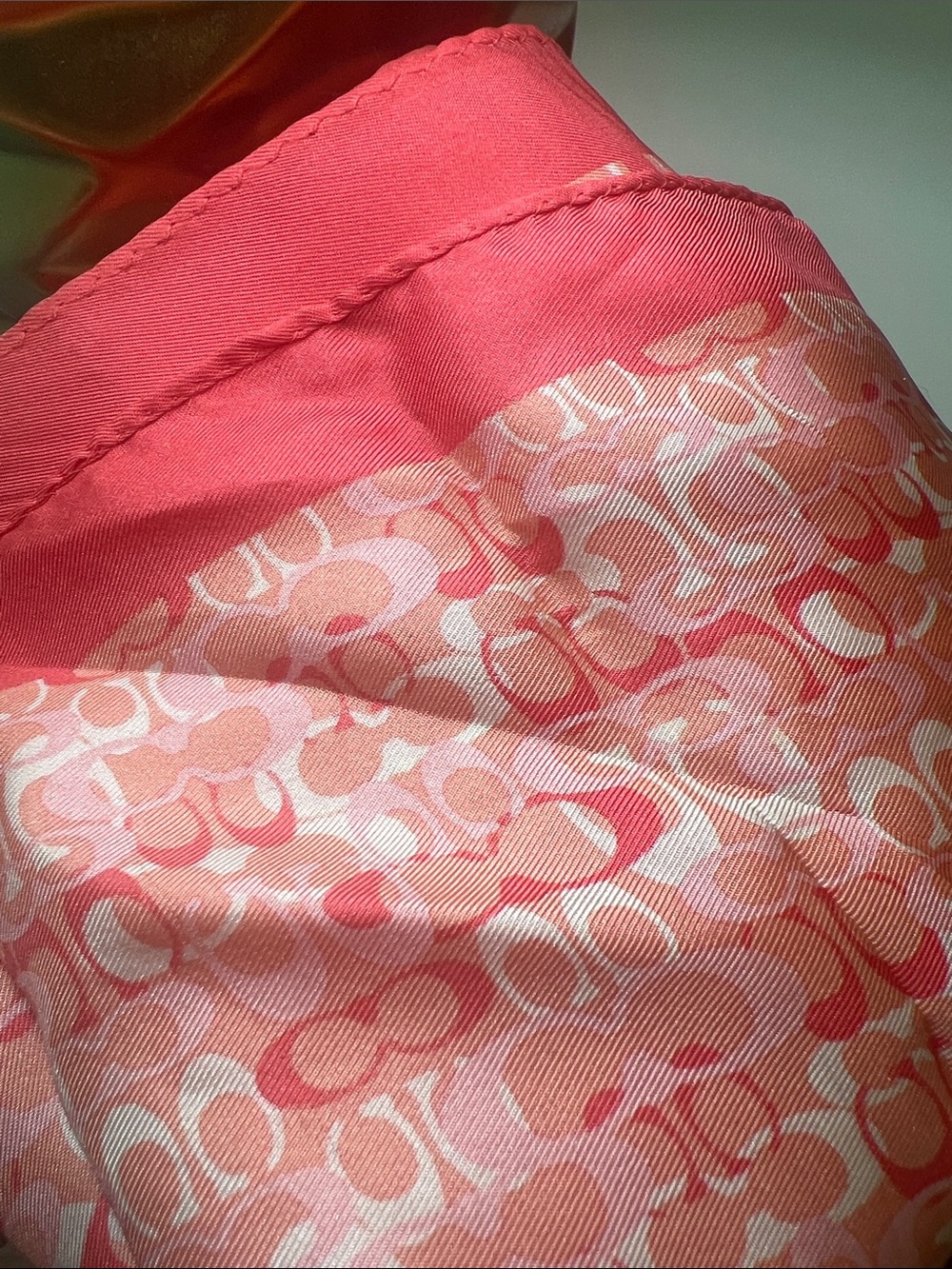 Vintage Coach Pink Signature Silk Scarf - Picture 7 of 7